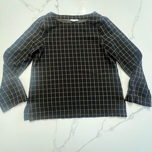 J. Jill women's boat neck windowpane ponte knit tunic top in black and tan. S